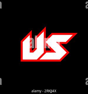 US logo design, initial US letter design with sci-fi style. US logo for game, esport, Technology, Digital, Community or Business. U S sport modern Ita Stock Vector