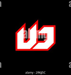 UJ logo design, initial UJ letter design with sci-fi style. UJ logo for game, esport, Technology, Digital, Community or Business. U J sport modern Ita Stock Vector