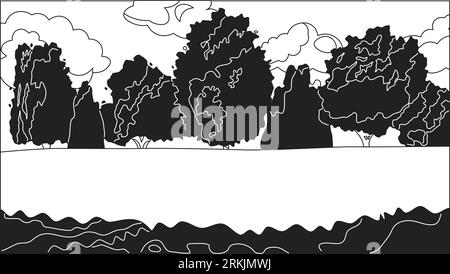 Park bw cute kawaii lo fi background Stock Vector