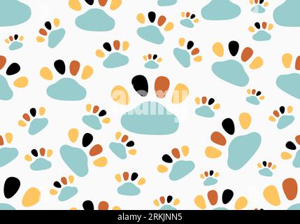 Colorful dog footprint seamless pattern Stock Vector