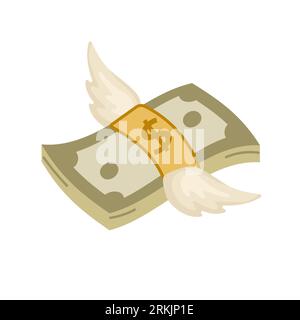 Stack of banknotes with wings Stock Vector