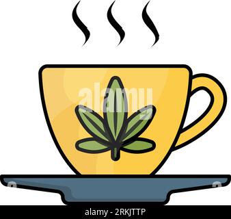 weed tea or cannabis-infused drink concept, ganja tea or decoction vector icon design, Cannabis and marijuana symbol, thc and cbd sign, recreational Stock Vector