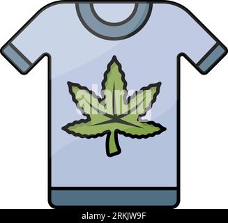 Cannabis Leaf for Print On Demand concept, Hemp Weed Merchandising or Branding Shirt vector icon design, Cannabis and marijuana symbol, thc and cbd si Stock Vector