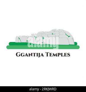 Ġgantija Temples. One of the oldest free standing monuments in the world. Included in the UNESCO World Heritage List. Cartoon landmarks, tourist attra Stock Vector
