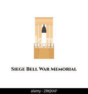 Siege bell memorial malta. It is a wonderful place to go for panoramic views of the harbor. Do not miss when visit in malta. Valetta travel, trip comi Stock Vector