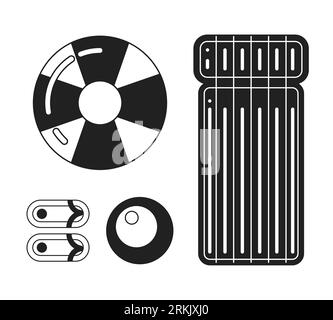 Pool set monochrome concept vector spot illustration Stock Vector