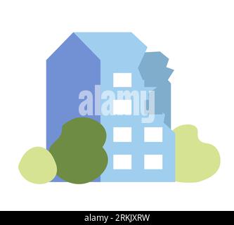 Broken building semi flat colour vector object Stock Vector
