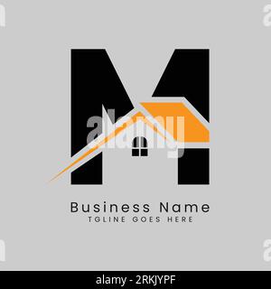 M Letter Real Estate Logo, Vector illustration Template Concept Design Logo for Property Business Image Start with Alphabet M Stock Vector