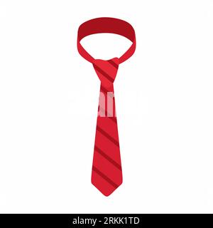 Red tie icon. Elegant formal suit element. Male fashion design element isolated in white background. Flat cartoon vector illustration. Necktie symbol Stock Vector