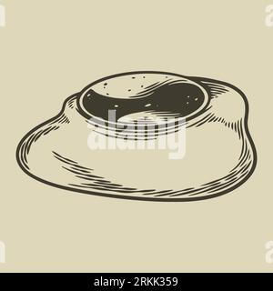 Fried egg hand drawn. Engraved food sketch. Rural natural bird farming. Poultry business. Farm product design elements. Vintage vector engraving illus Stock Vector