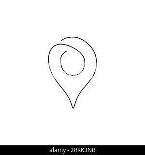 Continuous one single line of maps icon isolated on white background. Stock Vector
