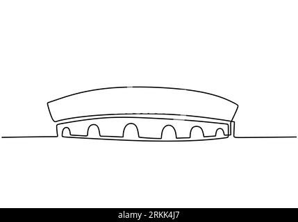 Continuous one line of football stadium. Football stadium in single line style isolated on white background. Stock Vector