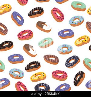 Sweet summer seamless pattern with donuts. Stock Vector