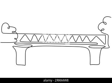 Giant bridge over river. Continuous one line of bridge drawing design. Simple modern minimalist style isolated on white background. Stock Vector