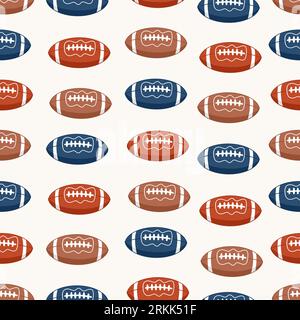 American Football ball Seamless Pattern, Soccer Ball Seamless Pattern. Stock Vector
