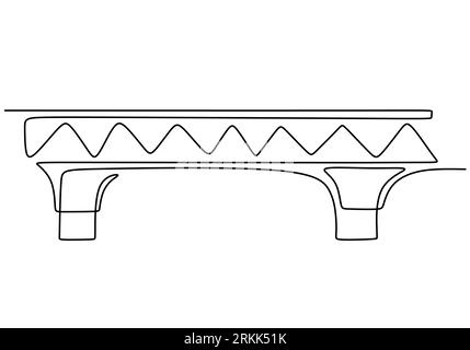 Giant bridge over river. Continuous one line of bridge drawing design. Simple modern minimalist style isolated on white background. Stock Vector