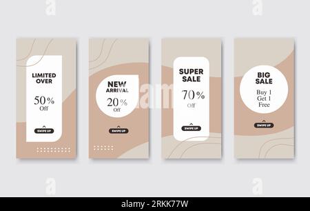 Set of 4 editable vertical and square photo collage banners. minimalist templates design for social media posting and online advertising. Pastel color Stock Vector