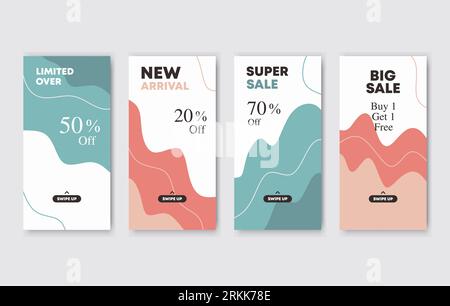 Set bundle of modern web banner for social media stories. Discount promotion. Suitable for social media posts, mobile apps, banners design and web/int Stock Vector