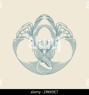 Hand drawn of vintage crab. Sketch of cute crab isolated on white background. Stock Vector