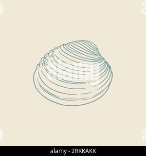Hand drawn of blue clams. Sketch of blue clams isolated on white background. Stock Vector