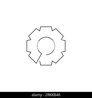 Continuous line of gear machine icon. Gear machine logo in single line style isolated on white background. Stock Vector