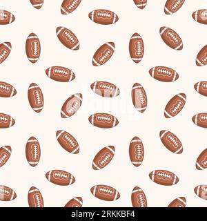 American Football ball Seamless Pattern, Soccer Ball Seamless Pattern. Stock Vector