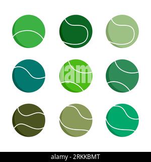 Tennis ball Seamless Pattern, Green Tennis Ball flat element. Stock Vector
