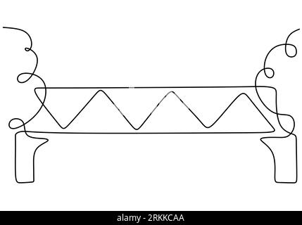 Giant bridge over river. Continuous one line of bridge drawing design. Simple modern minimalist style isolated on white background. Stock Vector