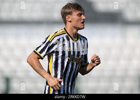 Vercelli, Italy, 13th August 2023. Gabriele Mulazzi of Juventus during the Pre Season Friendly match at Stadio Silvio Piola, Vercelli. Picture credit should read: Jonathan Moscrop / Sportimage Stock Photo