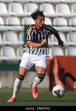 Vercelli, Italy, 13th August 2023. Tommaso Mancini of Juventus during the Pre Season Friendly match at Stadio Silvio Piola, Vercelli. Picture credit should read: Jonathan Moscrop / Sportimage Stock Photo