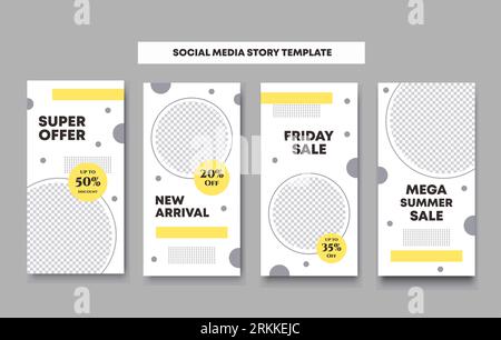 Creative hard paint cover design backgrounds for social media stories post collection. Fashion summer sale promotion. Design template for social highl Stock Vector