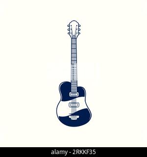 Electric guitar vintage hand drawn engraved sketch. Musical jazz classical stringed instrument isolated on white background. Vector illustration in ol Stock Vector