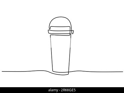Single continuous line drawing of a coffee tumblr isolated on white background. Coffee drink concept display for coffee shop minimalism design hand dr Stock Vector