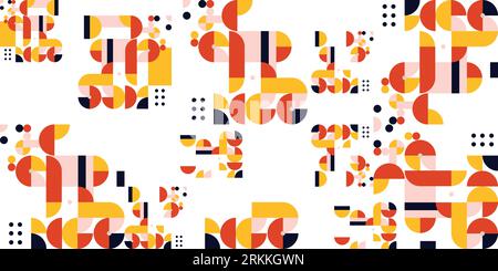 Abstract geometric mural colorful seamless pattern in Bauhaus style. pattern design Stock Vector