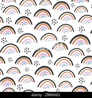Seamless pattern of cute rainbow isolated on white background. Stock Vector