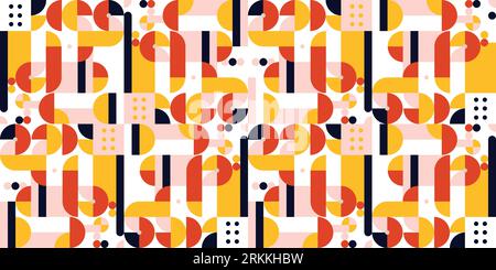 Abstract geometric mural colorful seamless pattern in Bauhaus style. pattern design Stock Vector