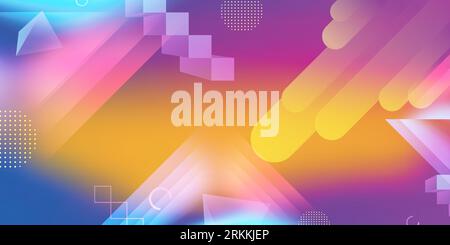 Contemporary geometric abstract background with light and gradient colorful shapes Stock Vector