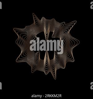 Abstract sphere flowing light line wave gold gradient isolated on black background. Vector in the concept of artificial intelligence technology 3d Stock Vector