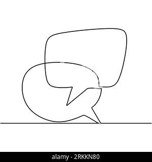 speech bubble continuous line drawing, black and white graphic vector minimalist. One line simple hand drawn. Stock Vector