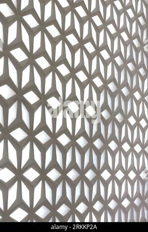Repetition of pattern in facade. 360 Mall, Kuweit City, Kuwait. Architect: CRTKL, 2021. Stock Photo
