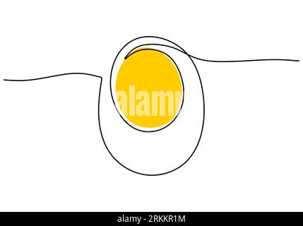 Continuous line drawing of egg. Sunny side up egg hand drawn one line art minimalism design. Food design, vector illustration for cafe, shop or restau Stock Vector