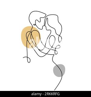 couple kissing line drawing Minimalist love and romantic idea