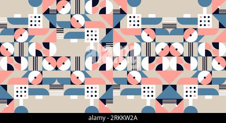 Abstract geometric mural colorful seamless pattern in Bauhaus style. pattern design Stock Vector