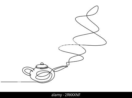 Continuous one line of magic lamp with smoke Stock Vector