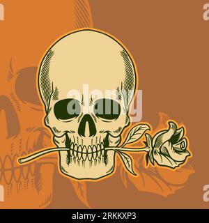 Halloween Day of the dead. Floral decorated skull. Vintage doodle element for logo, label, emblem, sign, poster, t-shirt. Vector illustration Stock Vector