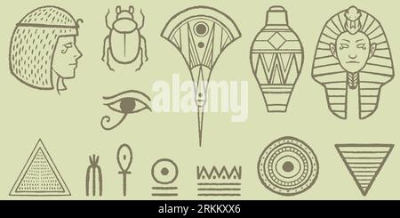Ancient Egyptian ornament Tribal. Tribal art Egyptian vintage ethnic. Traditional ornate vector illustration collection. Can be used for cloth, flyers Stock Vector