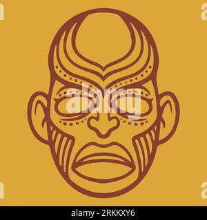 Ethnic african m ancient. Ritual religious element of ancient maya culture and civilization. Tribal ethnic masks vector illustration. Stock Vector