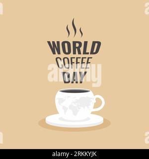 International coffee day banner, vector graphic illustration with creative decoration. Stock Vector
