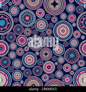 Seamless pattern of circular tribal ornament Stock Vector
