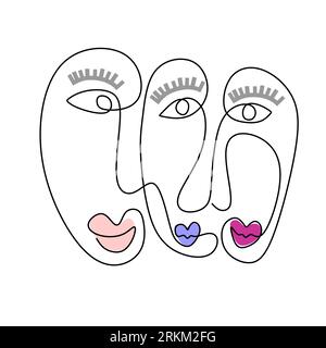 One line art abstract female face. Contemporary minimalist style. Fashion graphic design. Vector illustration. Good for poster, wall art, print, cover Stock Vector